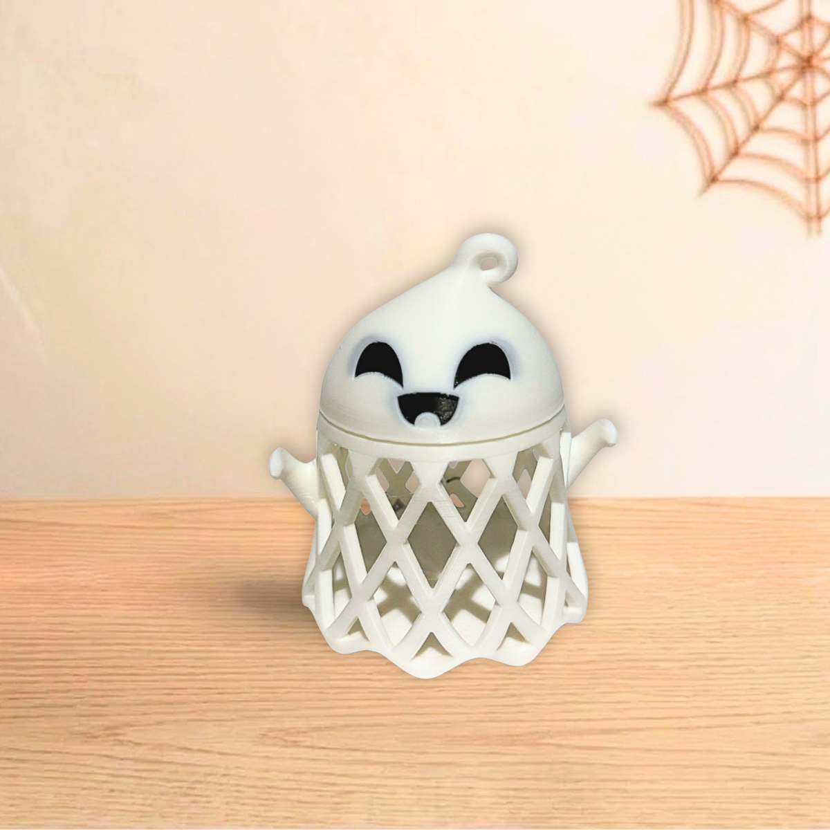 White Ghost Halloween holder with lattice body