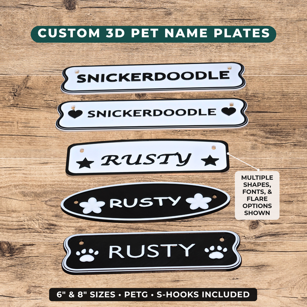 Custom 3D Printed Pet Name Plate | Personalized Pet Sign