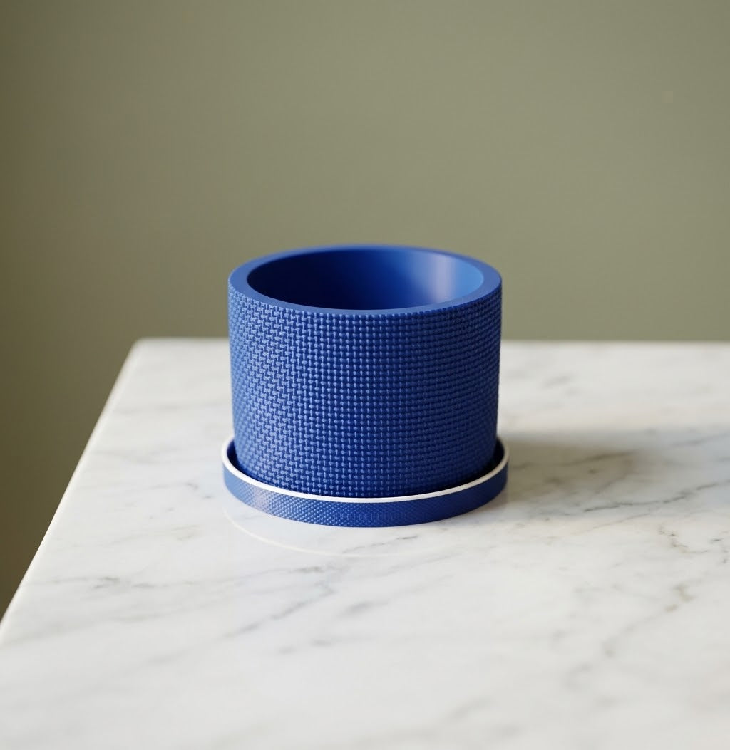 Blue Weave succulent planter with drip tray