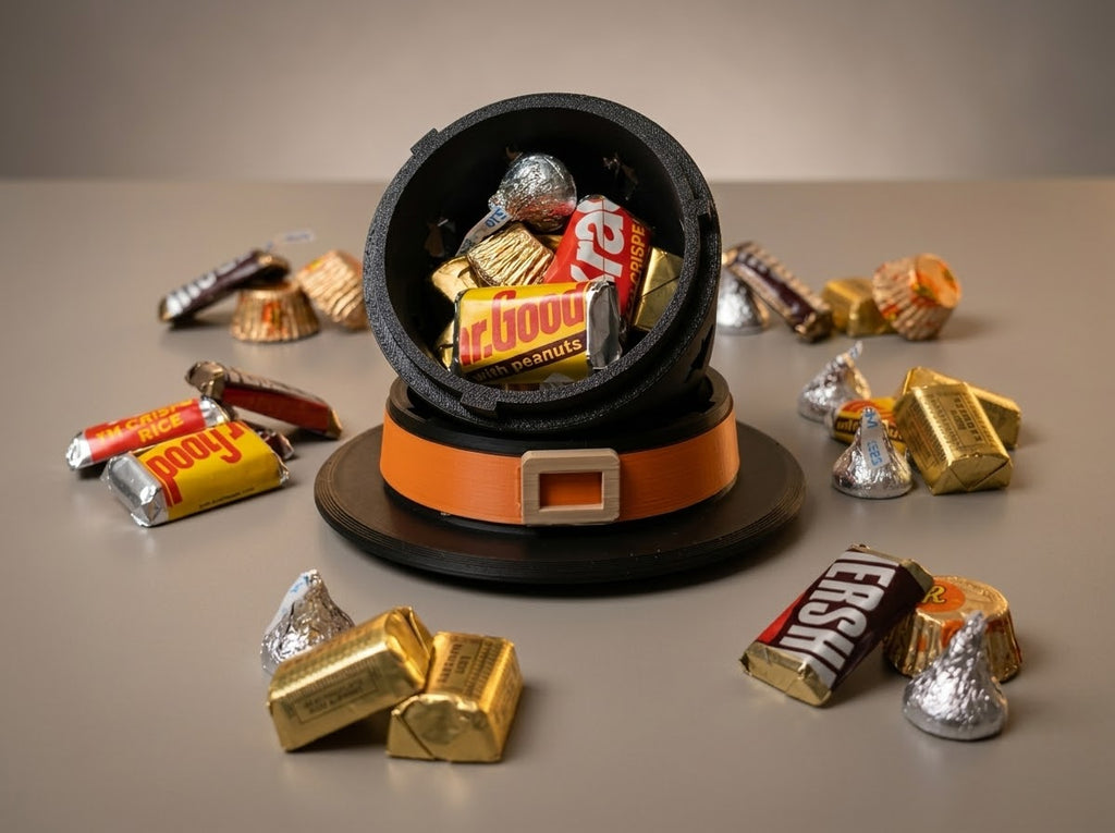 Pilgrim Hat candy holder with wrapped chocolates