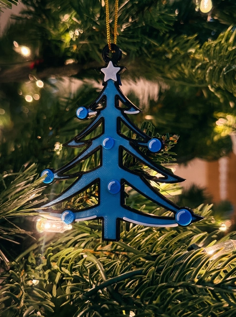 Blue bauble Christmas tree ornament