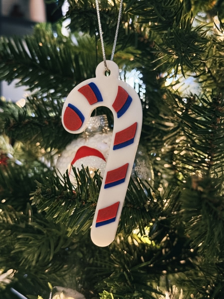 Red and white candy cane ornament