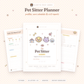 Printable Pet Sitter Planner cover in peach pastel with dog, cat and paw print doodles, by Palmetto Print Works